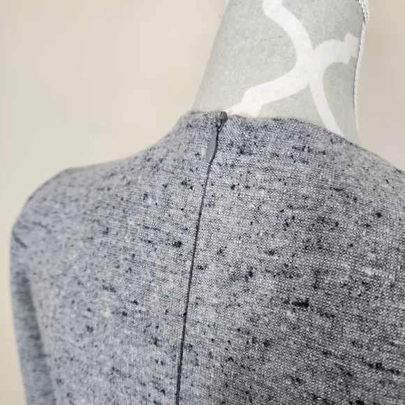 ZARA Speckled Mulberry Silk Wool Midi Dress Gray Woven A-line Dress XS - Picture 7 of 15